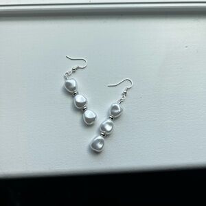 Elegant Silver Pearl Drop Earrings
